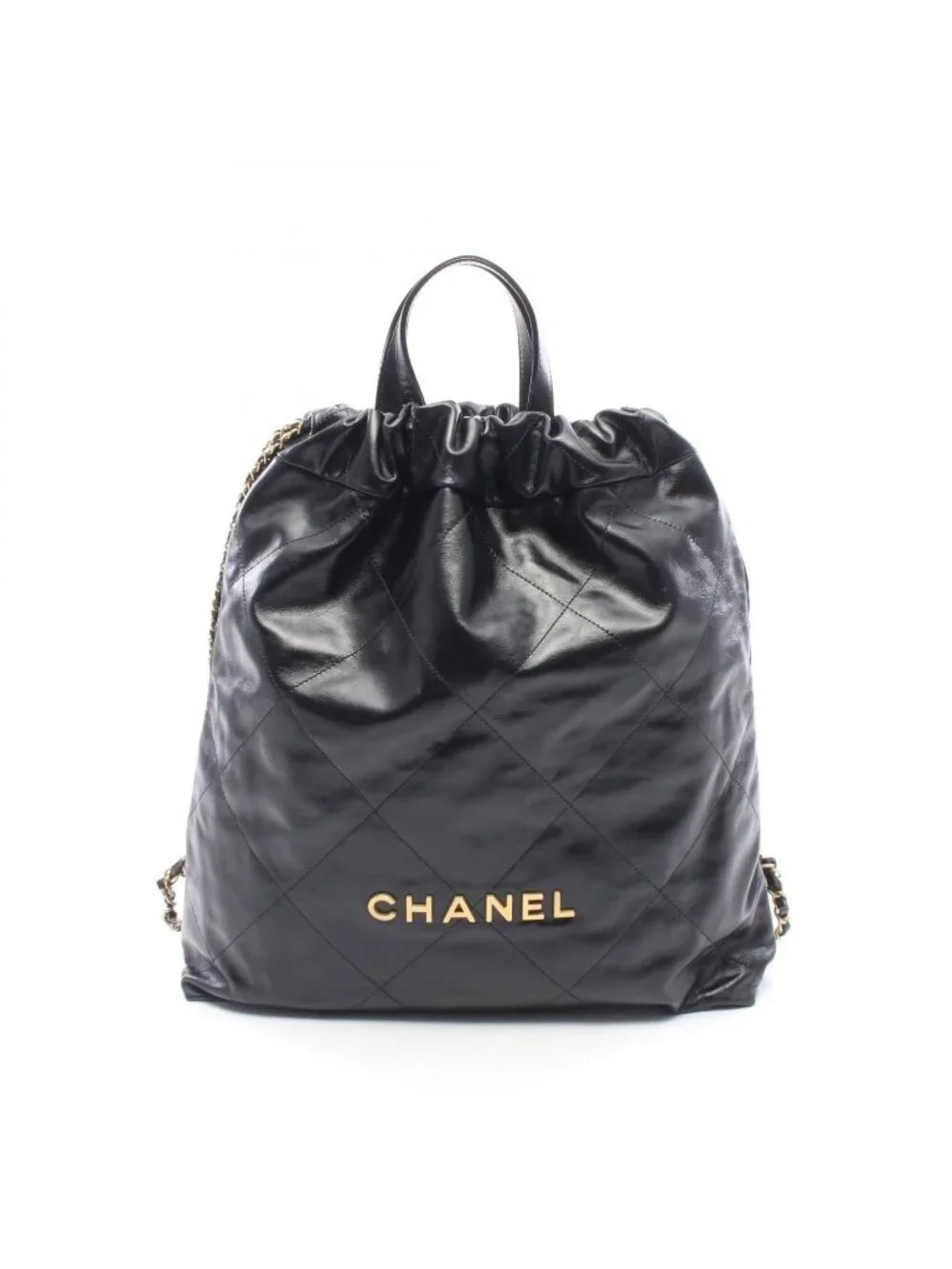 Chanel Backpack 22 Large Black Leather 22 Quilted Chain